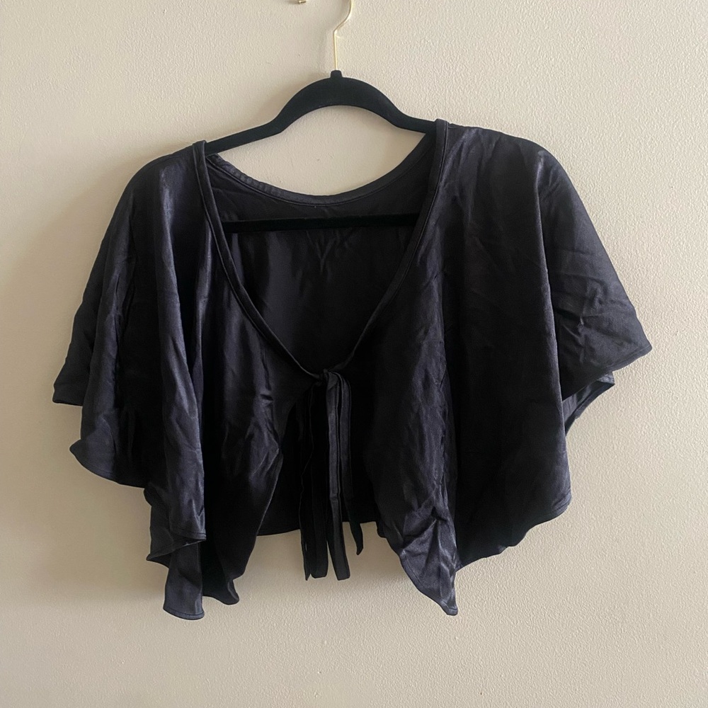 Black Crop Cape Top Size M